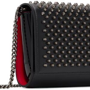 Christian Louboutin Black Paloma Clutch Gunmetal Spikes Bag